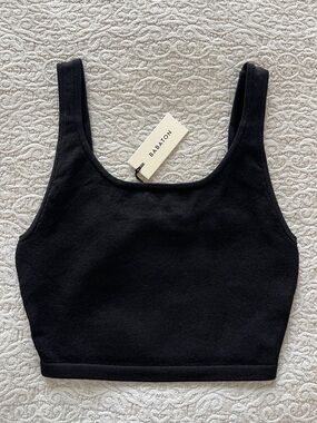 Babaton Black Sculpt Knit Crop Tank